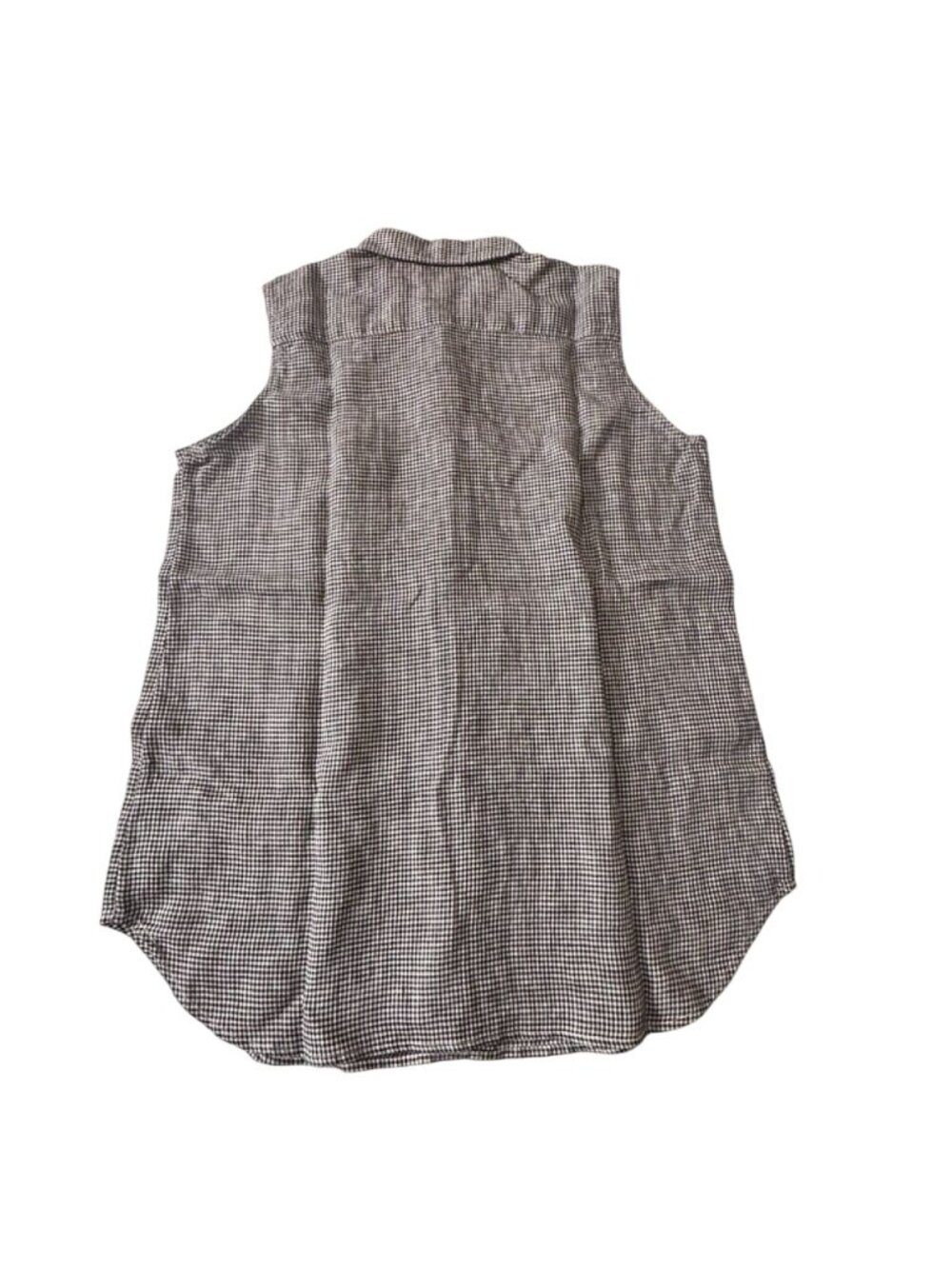 Uniqlo Premium Linen Sleeveless Shirt,  L, NWT, Black/White Gingham Check - Picture 7 of 10